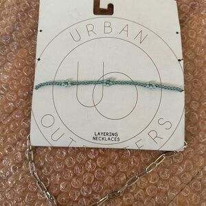 Urban Outfitters Silver and Teal Necklace